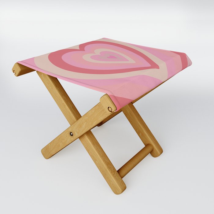 Retro Groovy Love Hearts - shades of pink and beige Folding Stool