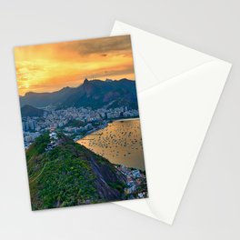 Brazil Photography - Beautiful Sunset Over Rio De Janeiro Stationery Card