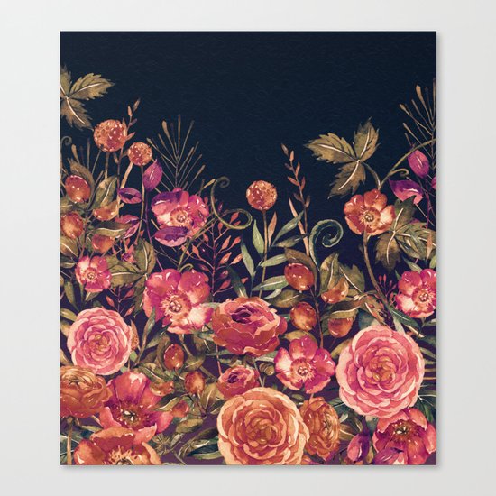 Vintage Garden 3 (Night Flowers) Canvas Print