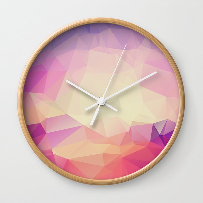 Shining Abstract Polygon Pattern Yellow, Purple, Pink, and Orange Wall Clock