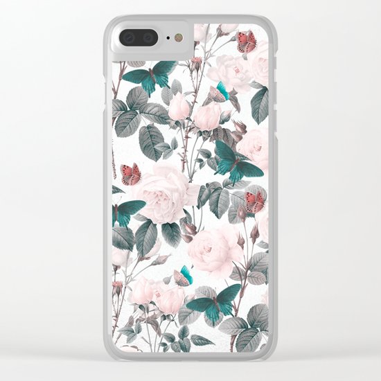 ROSES AND BUTTERFLIES Clear iPhone Case