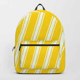 [ Thumbnail: Yellow and Mint Cream Colored Stripes/Lines Pattern Backpack ]