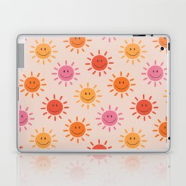 Happy Sun Pattern, Cute Sunshine, Blush, Pink, Colorful Laptop Skin