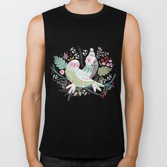 Holiday Birds Love Biker Tank