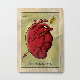 El Corazon Metal Print | Mexican, Cards, Card, Art, Red, Digital, Brown, Drawing, Mexico, Corazon 