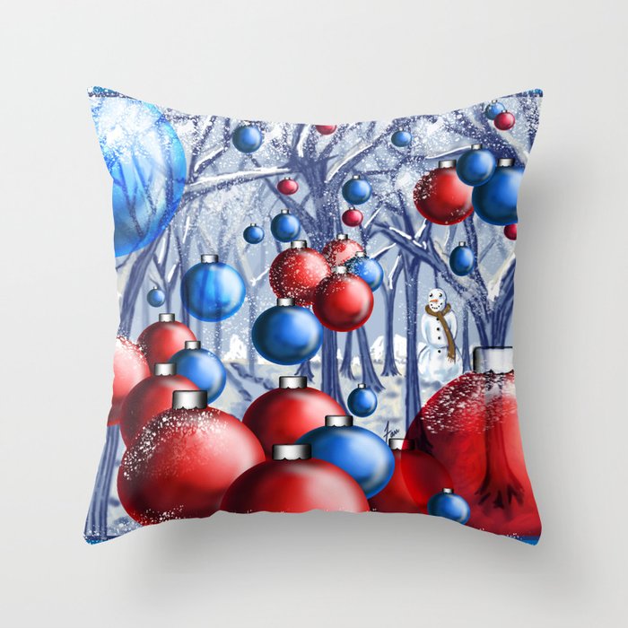 Christmas Ornament Forest Throw Pillow