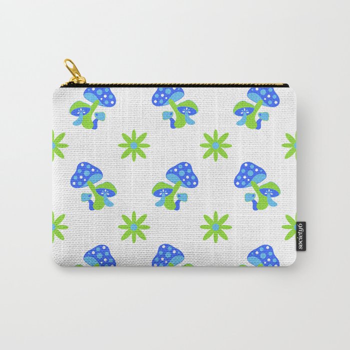 Groovy Blue Mushrooms Pattern Carry-All Pouch