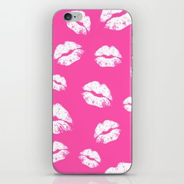 White lips on a bright pink background iPhone Skin