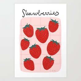 Strawberries and market I Art Print