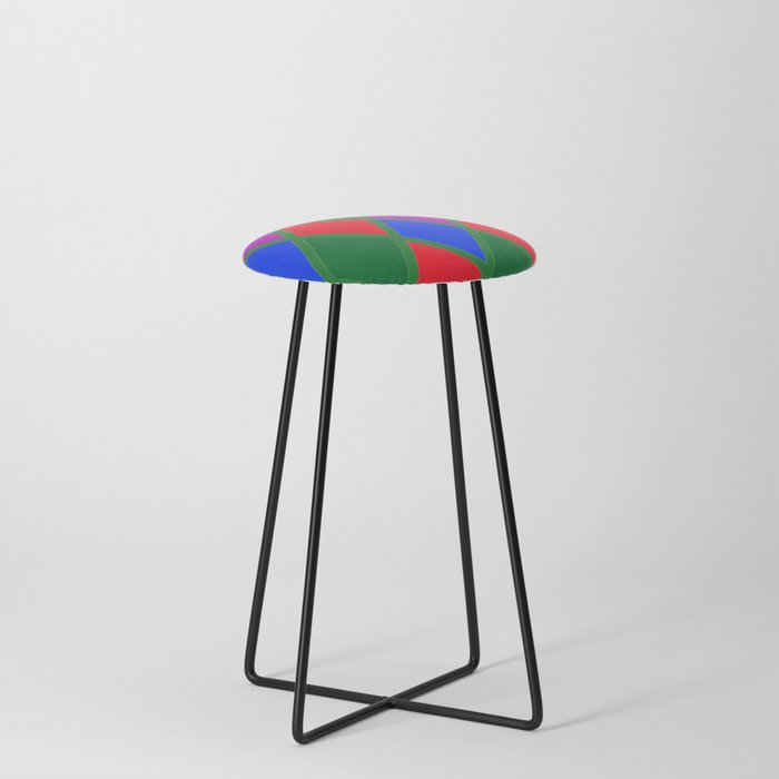 Red Green Blue and Purple Diamond Argyle Pattern  Counter Stool