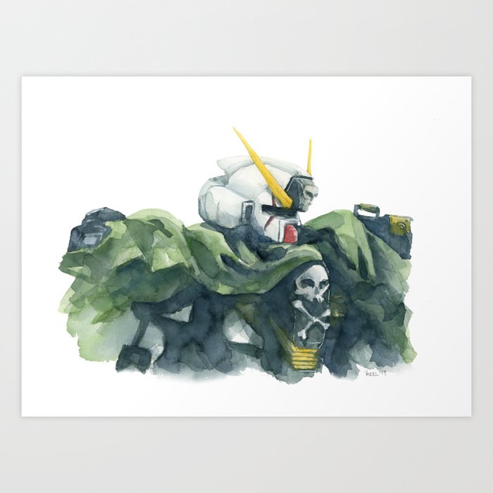 Crossbones - Mobile Suit Gundam Watercolor Art Print