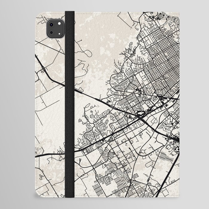 USA, Waco Black & White Town Map - Aesthetic Decor iPad Folio Case