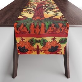 Indian Peacock Flower Tapestry Table Runner