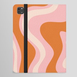 Liquid Swirl Retro Abstract Pattern in Pink Orange Cream iPad Folio Case