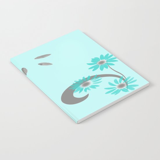 Floral Scroll Design - Turquoise Notebook