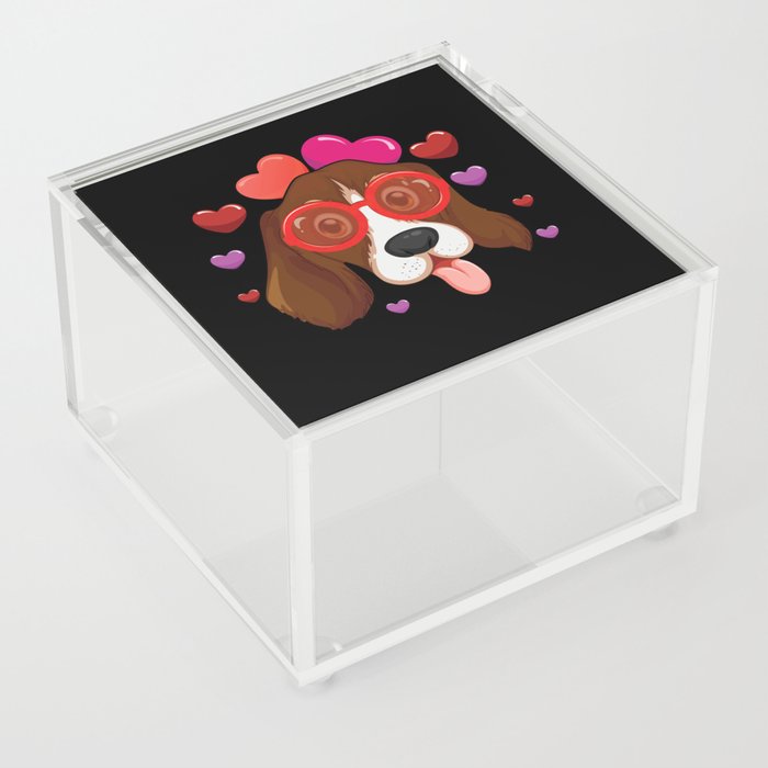 Dog Animal Hearts Pet Beagle Head Valentines Day Acrylic Box