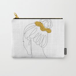 Scrunchie Girl Carry-All Pouch | Female, Elegant, Minimalist, Simplicity, Beauty, Illustration, Yellow, Lineart, Lines, Girls 
