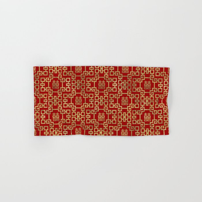 red and gold bath towels