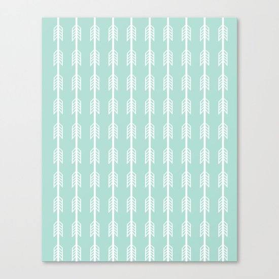 Isabella - minimal arrows mint and white modern dorm college nursery kids art Canvas Print