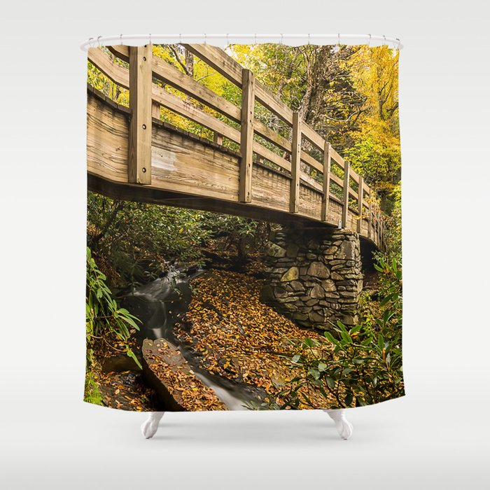 Blue Ridge Mountains - Rough Ridge Bridge Shower Curtain
