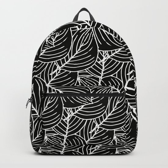 Simple Leaves Pattern- White on Black -Mix & Match with Simplicity of life Backpack