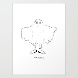 Ghouls Art Print | Black and White, Comic, Illustration, Vector 