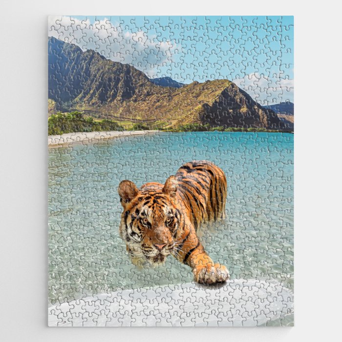 Tiger And Surfboard Jigsaw Puzzle