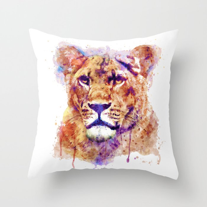 Lioness Head Throw Pillow