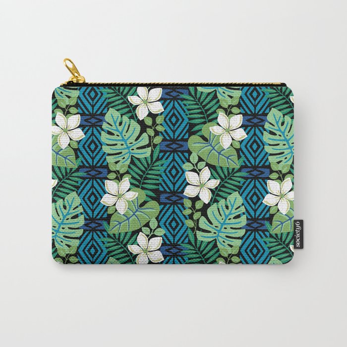 Tropical White Flowers Carry-All Pouch