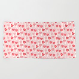 Valentine's Day Mugs Pattern Beach Towel