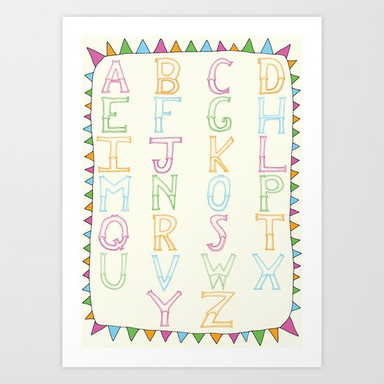 Luchador Alphabet Art Print