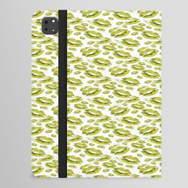 Two Kisses Collided Olive Green Lips Pattern On White Background iPad Folio Case