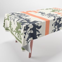 Woody - Orange Green and Dark Blue Minimal Forest Tree Art Design Tablecloth