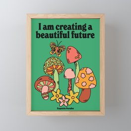 BEAUTIFUL FUTURE Framed Mini Art Print | 70S, Inspirationalquote, Nature, Cottagecore, Illustration, Pop Art, Modern, Flowers, Graphicdesign, Rainbow 