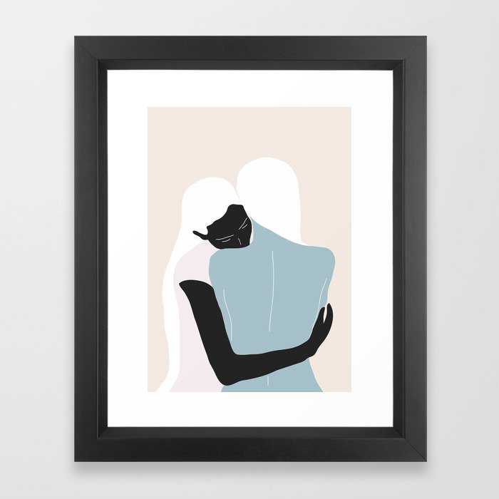 Hug Gerahmter Kunstdruck | Drawing, Digital, Hug, People, Illustration, Minimal, Thingdesign