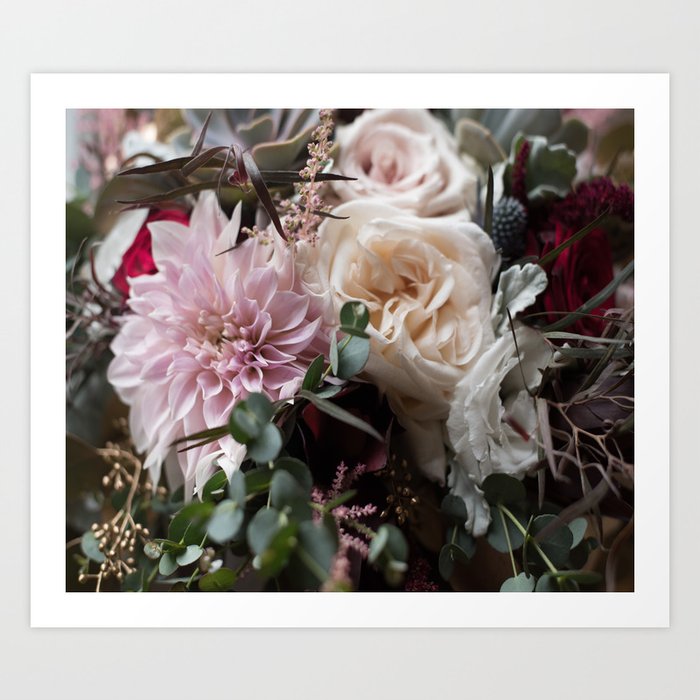Large floral bouquet - Dahlia and Rose I Art Print