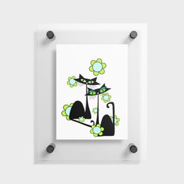MCM Atomic Cats Flower Power Floating Acrylic Print