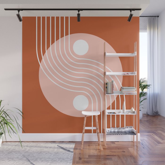 Geometric Lines and Shapes 12 - Rust and Rose Gold  Wall Mural