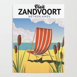 Zandvoort Netherlands seaside travel poster. Poster