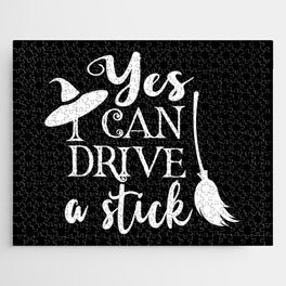 Yes I Can Drive A Stick Halloween Funny Witch Jigsaw Puzzle