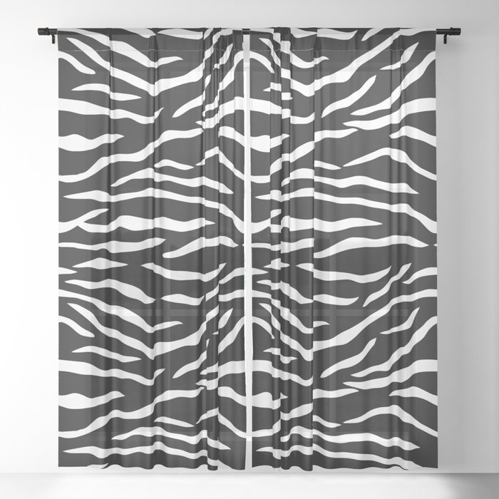 Black and White Jungle Big Cat Tiger Stripes Sheer Curtain by PodArtist
