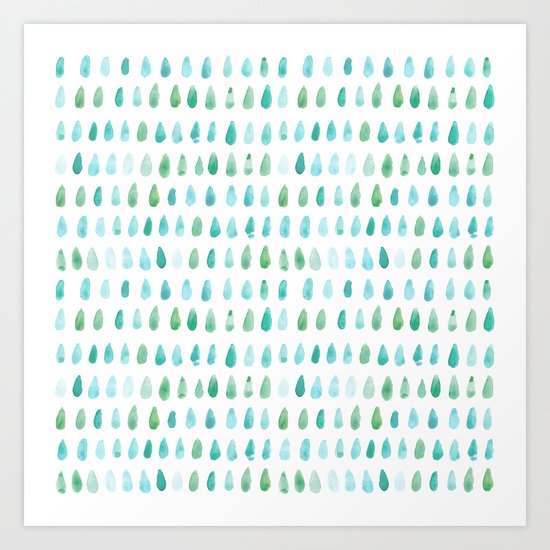Watercolor Raindrops Art Print