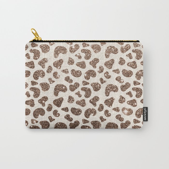 Chic ivory brown glitter gradient animal print pattern Carry-All Pouch