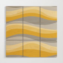 Wavy Lines Pattern Yellow and Grey Wood Wall Art