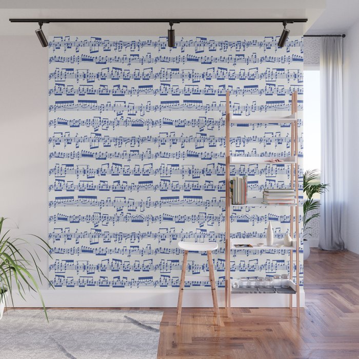 Blue Sheet Music Wall Mural