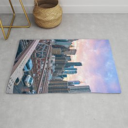 Brooklyn Bridge Sunset | New York City | Lower Manhattan Skyline Area & Throw Rug