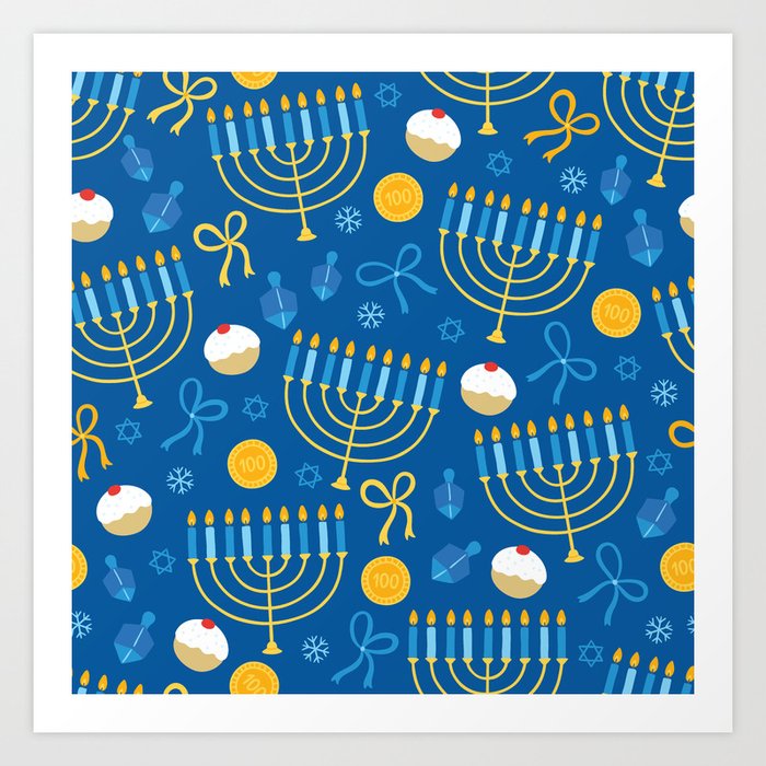 Hanukkah Menorah Pattern Art Print
