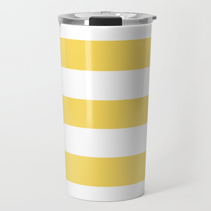 Stil de grain yellow - solid color - white stripes pattern Travel Mug