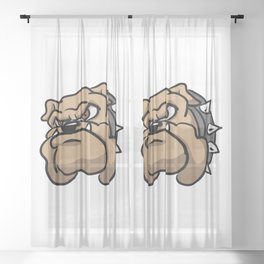 Cartoon Bulldog Sheer Curtain