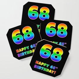 [ Thumbnail: HAPPY 68TH BIRTHDAY - Multicolored Rainbow Spectrum Gradient Coaster ]